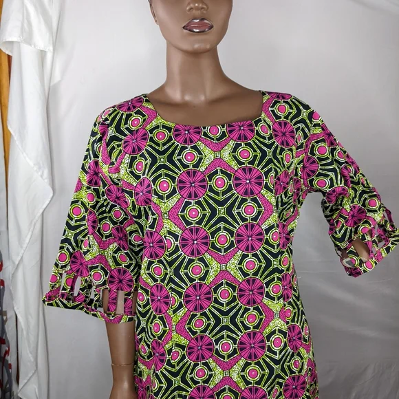 NWOT, AFRICAN PRINT DRESS SIZE 18. - Picture 4 of 15